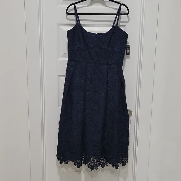 WHBM Lace Midi |Officer Blue (Navy) | Size 14 👗 - Picture 1 of 16